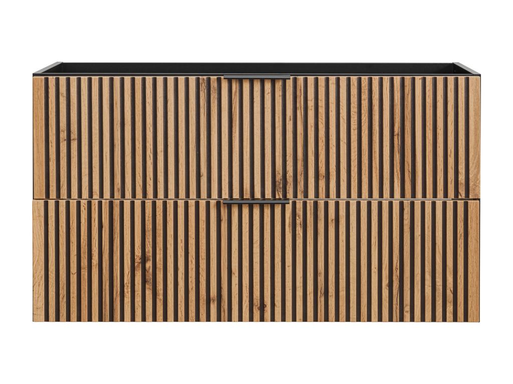 Meuble sous vasque suspendu strié - Naturel clair et noir - 80 cm - Lysvia XMEB80683