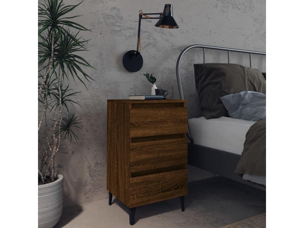 Table de chevet avec pieds en métal Chêne marron 40x35x69 cm XVRP03099