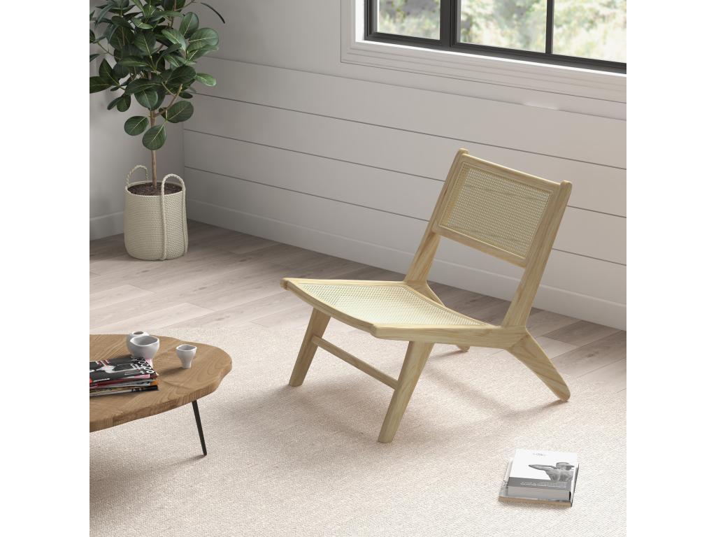 Fauteuil Lysvia - assise dossier aspect cannage - assise profonde - bois hévéa EGGA53893