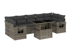 Salon de jardin 8 pièces avec coussins gris résine tressée TUWQ73697