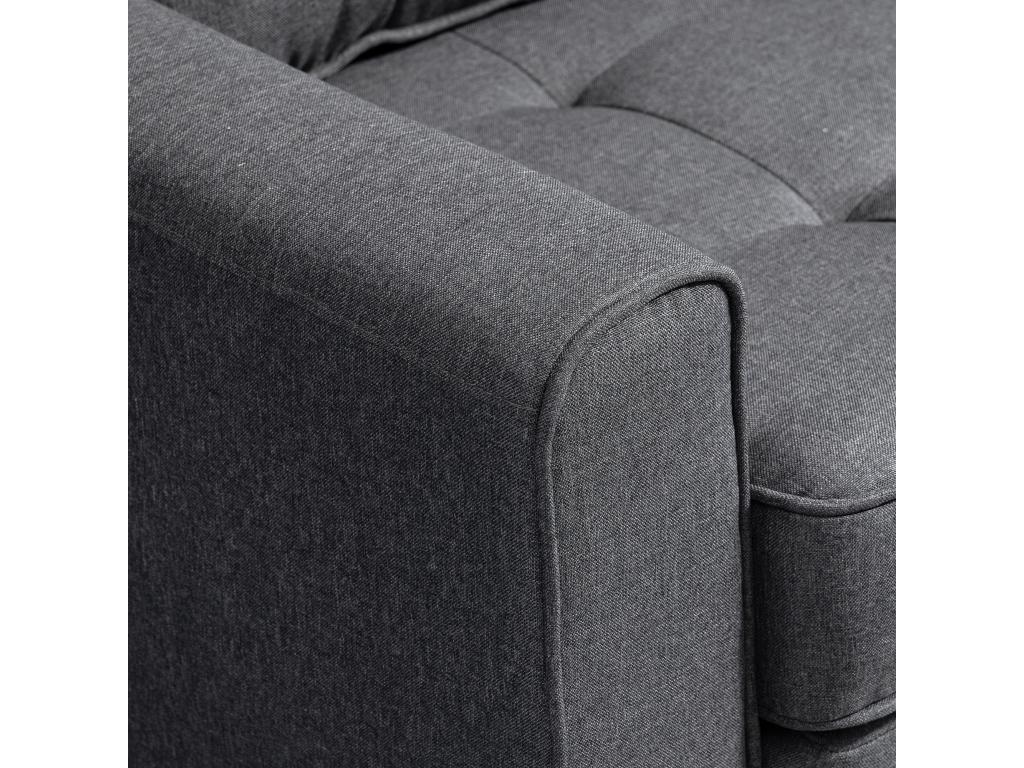 Canapé convertible 2 places design contemporain assise dossier capitonnés polyester aspect lin gris YMSS26851