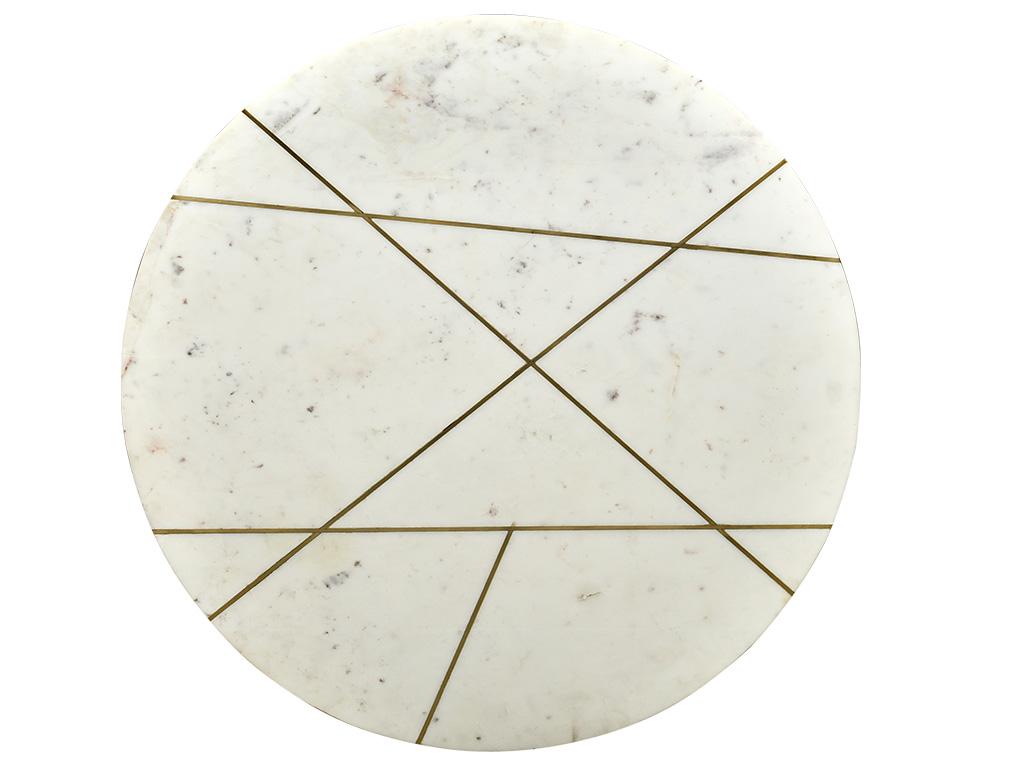 Table basse Lysvia - Marbre Blanc et Métal Doré DQEB18653