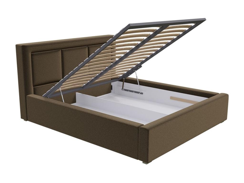 Lit Lysvia 100 Double Marron 180x200 Tapisserie Sommier à Lysvia 200x223x93cm VXHO83087