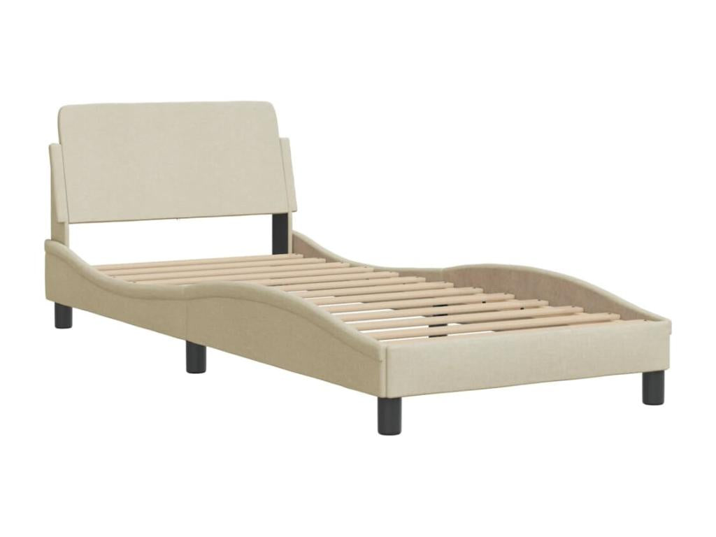 Lit avec matelas crème 80x200 cm tissu QJKH20821