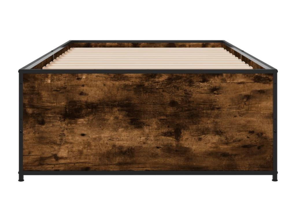 Cadre de lit chêne fumé 100x200 cm bois d'ingénierie et métal ZSFW77564