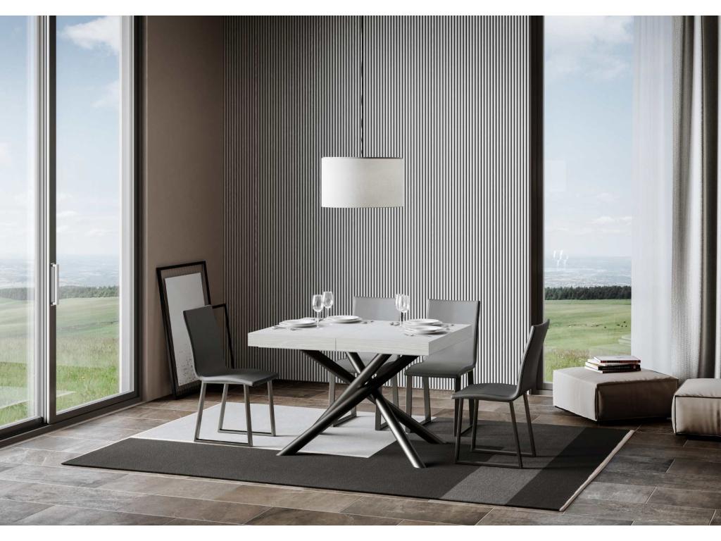 Table extensible 90x130/390 cm Famas Frêne Blanc cadre Anthracite YSBT15204